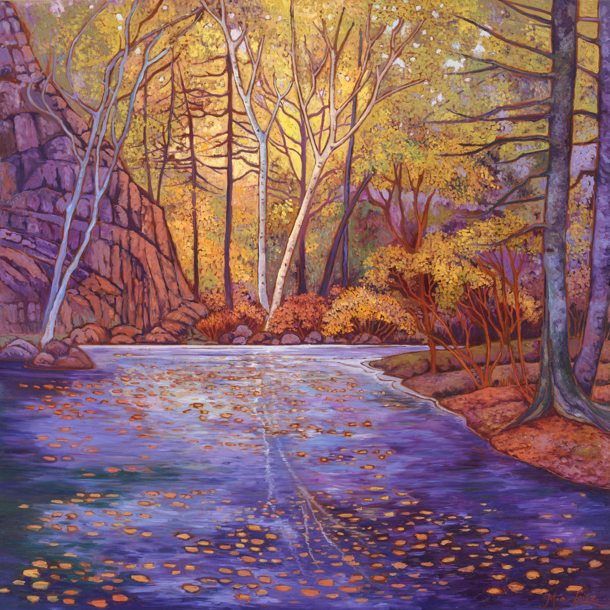 Floating Serenity - oil painting by Maia Leisz, 60x60 inches, Southwest / Lakes & Rivers collection