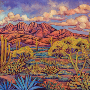 Four Peaks Crepuscule, original oil painting by Maia Leisz