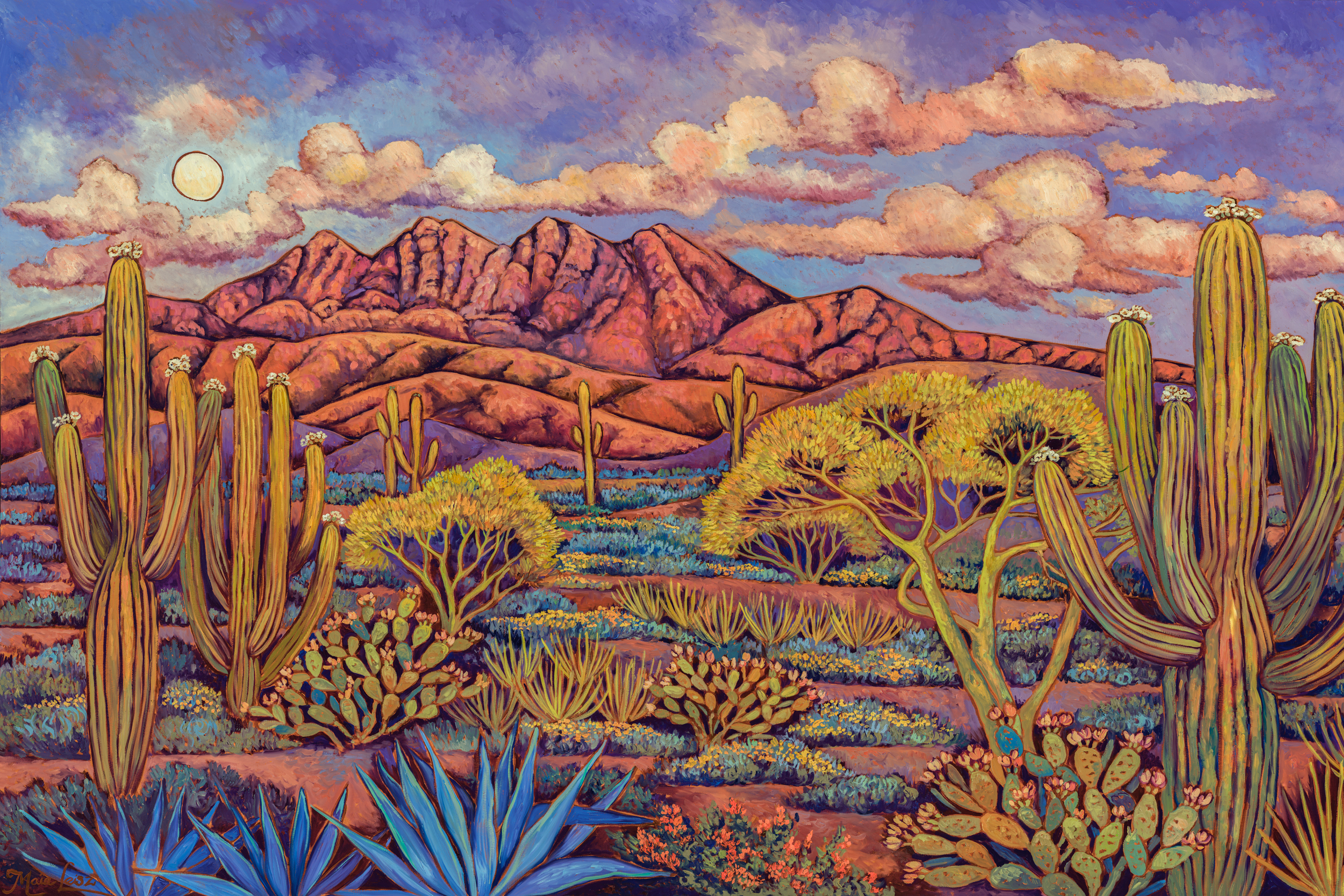 Four Peaks Crepuscule, original oil painting by Maia Leisz