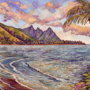 Paradise Found - oil painting by Maia Leisz, 70x36 inches, Seascapes & Moonscapes collection