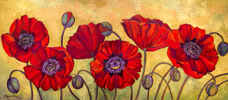 Poppies on Gold