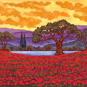 Red Poppies, Provence, original oil painting by Maia Leisz