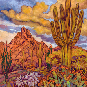 Southwestern Evening Amber, original oil painting by Maia Leisz