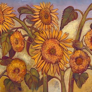Golden Sunflowers — original oil painting by Maia Leisz