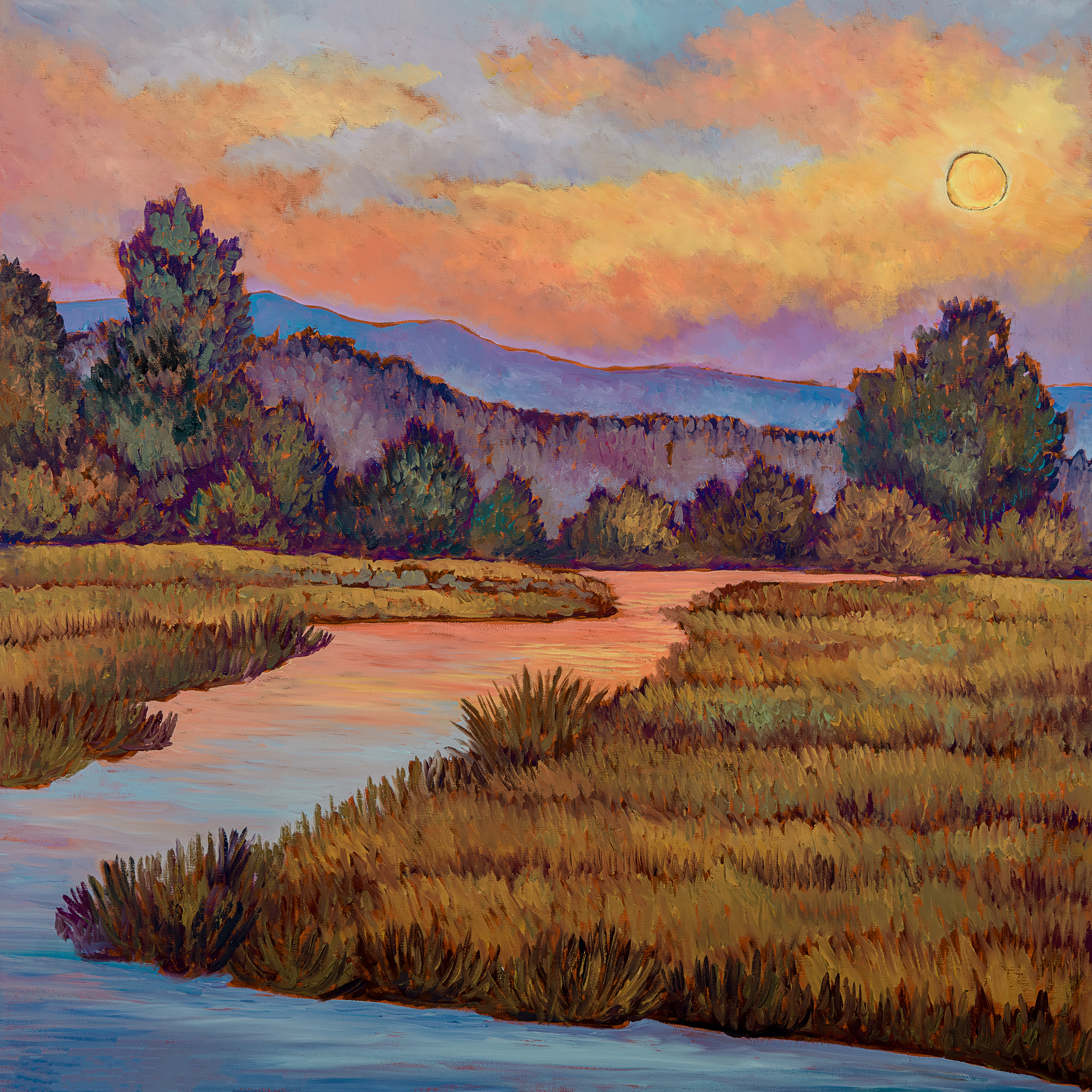 Sunset in the Marsh — original oil painting by Maia Leisz