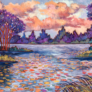 Tranquil Evening Lillies — original oil painting by Maia Leisz