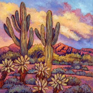 Saguaro Sunset — original oil painting by Maia Leisz