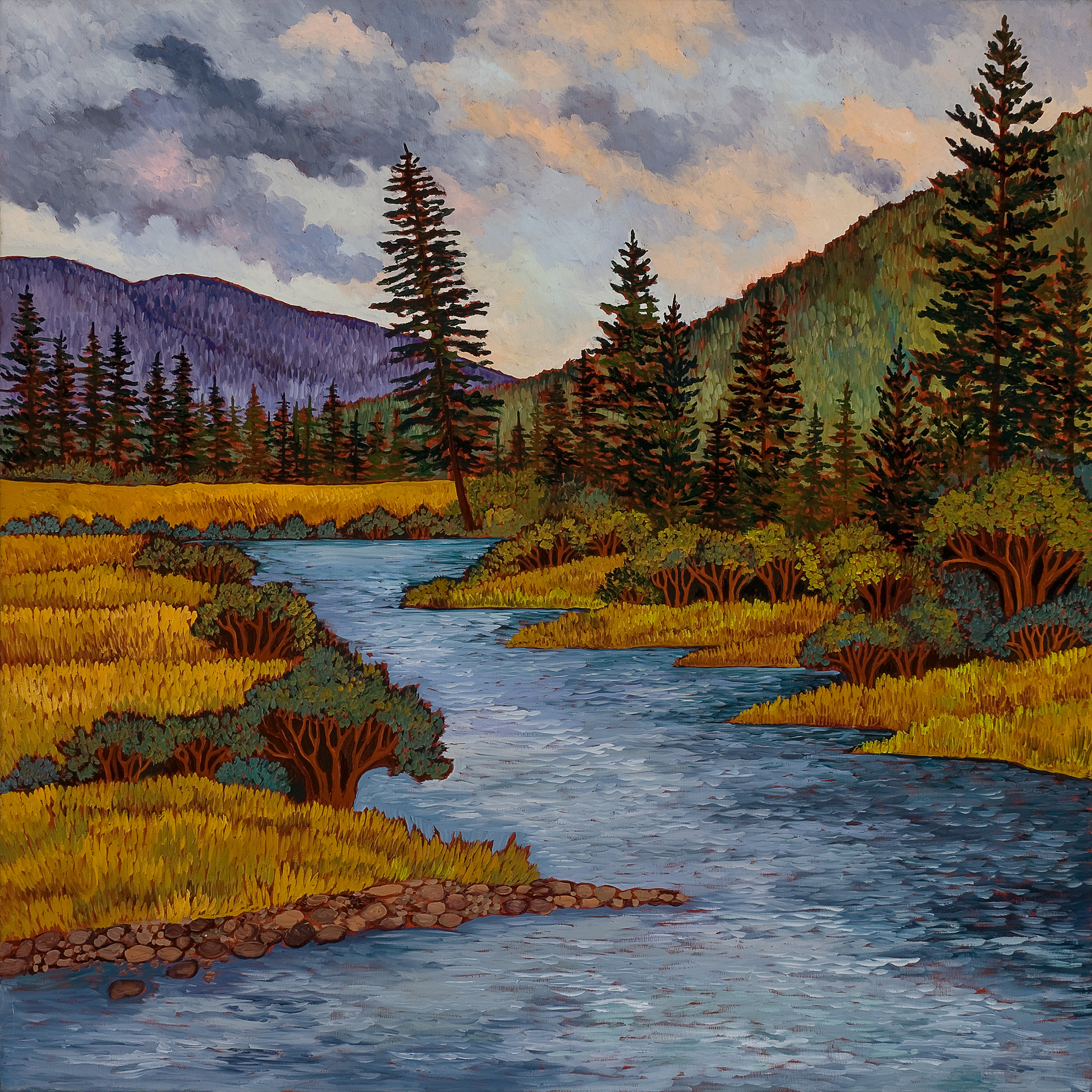 Leaning Over the River, original oil painting by Maia Leisz