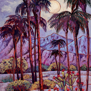 Of Palm Trees and Moonlight, original oil painting by Maia Leisz