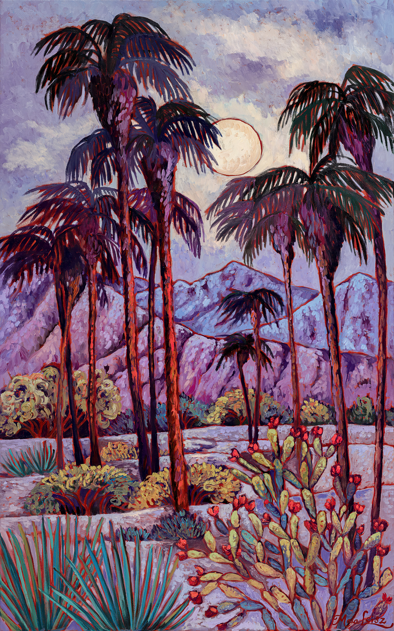 Of Palm Trees and Moonlight, original oil painting by Maia Leisz