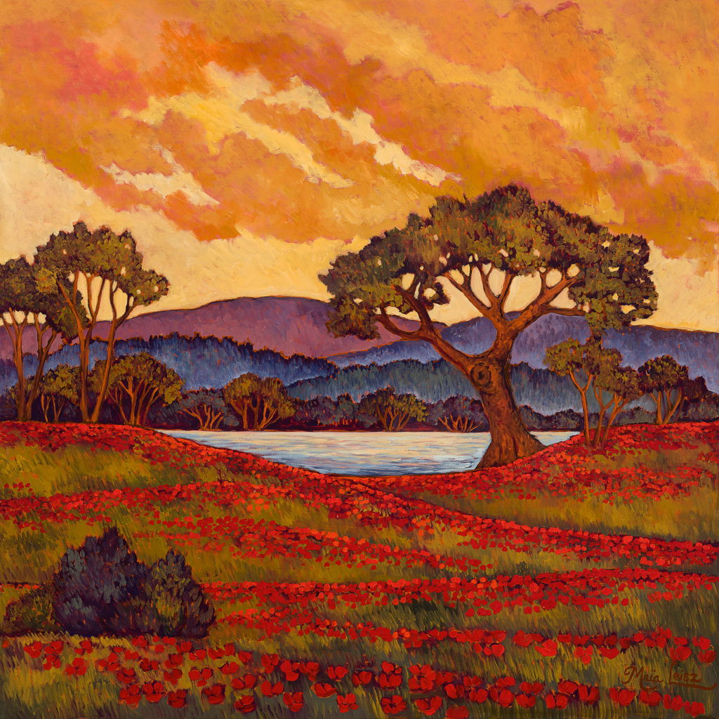European and Vineyards collection — Red Poppy Sunset