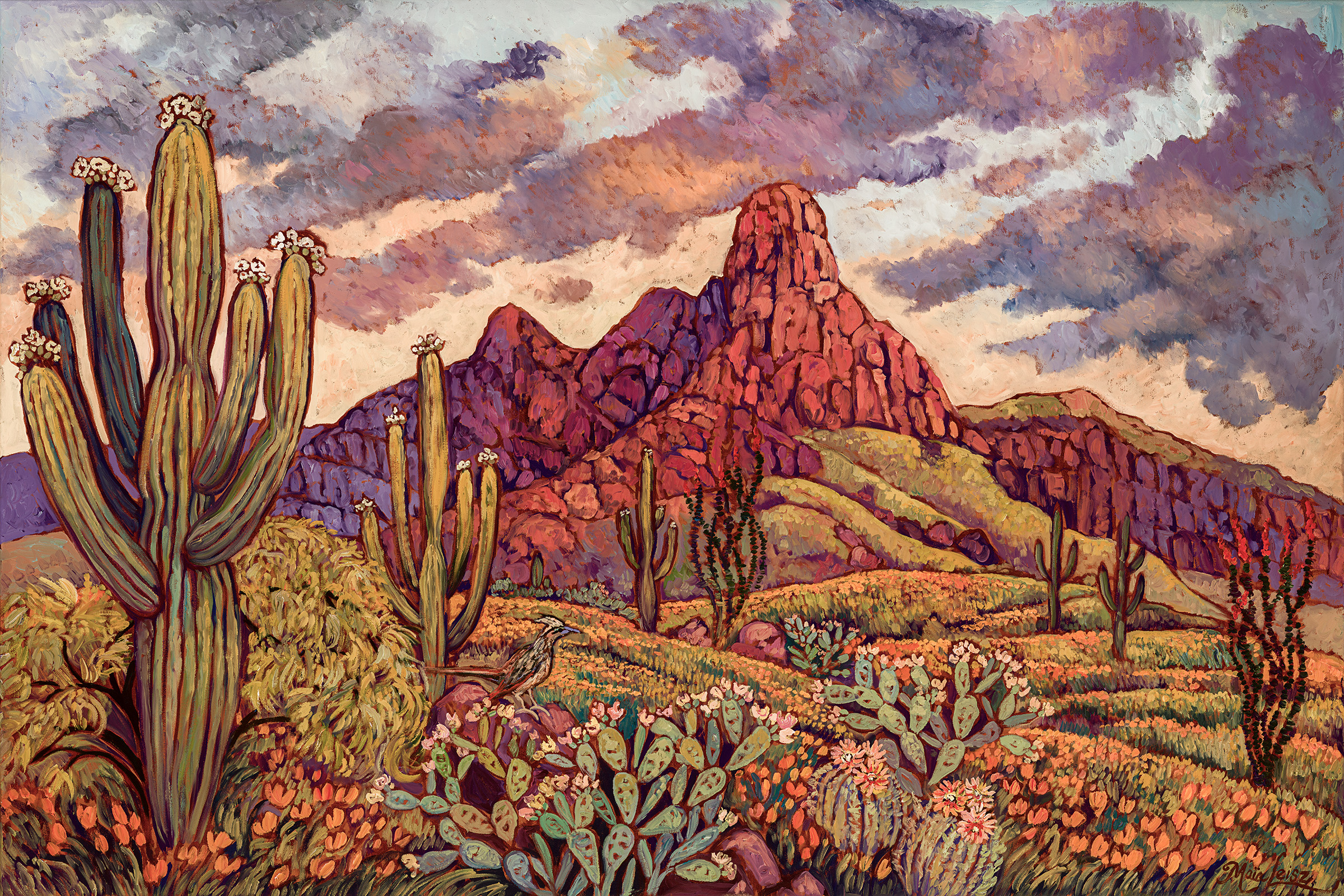 Red Mountain's Vernal Glory, original oil painting by Maia Leisz