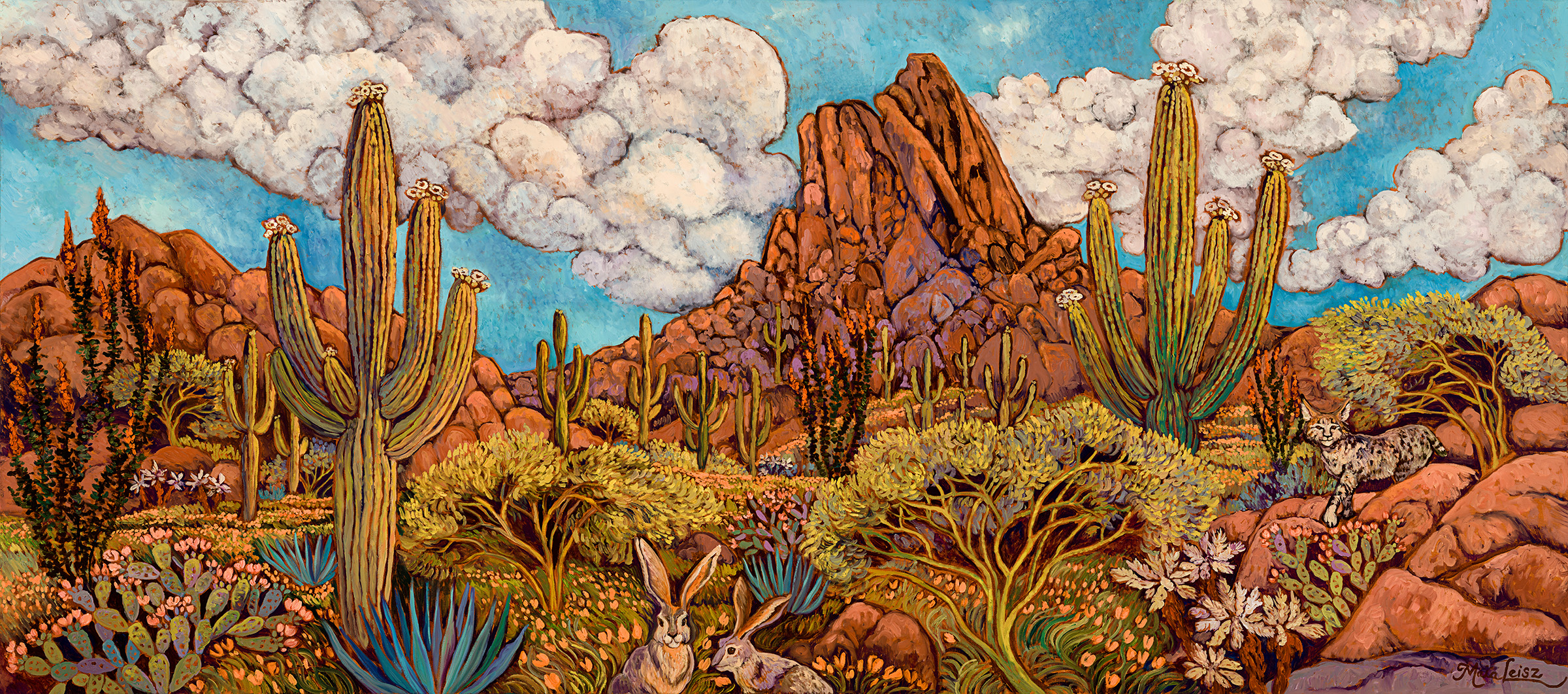 Wildlife at Pinnacle Peak, original oil painting by Maia Leisz