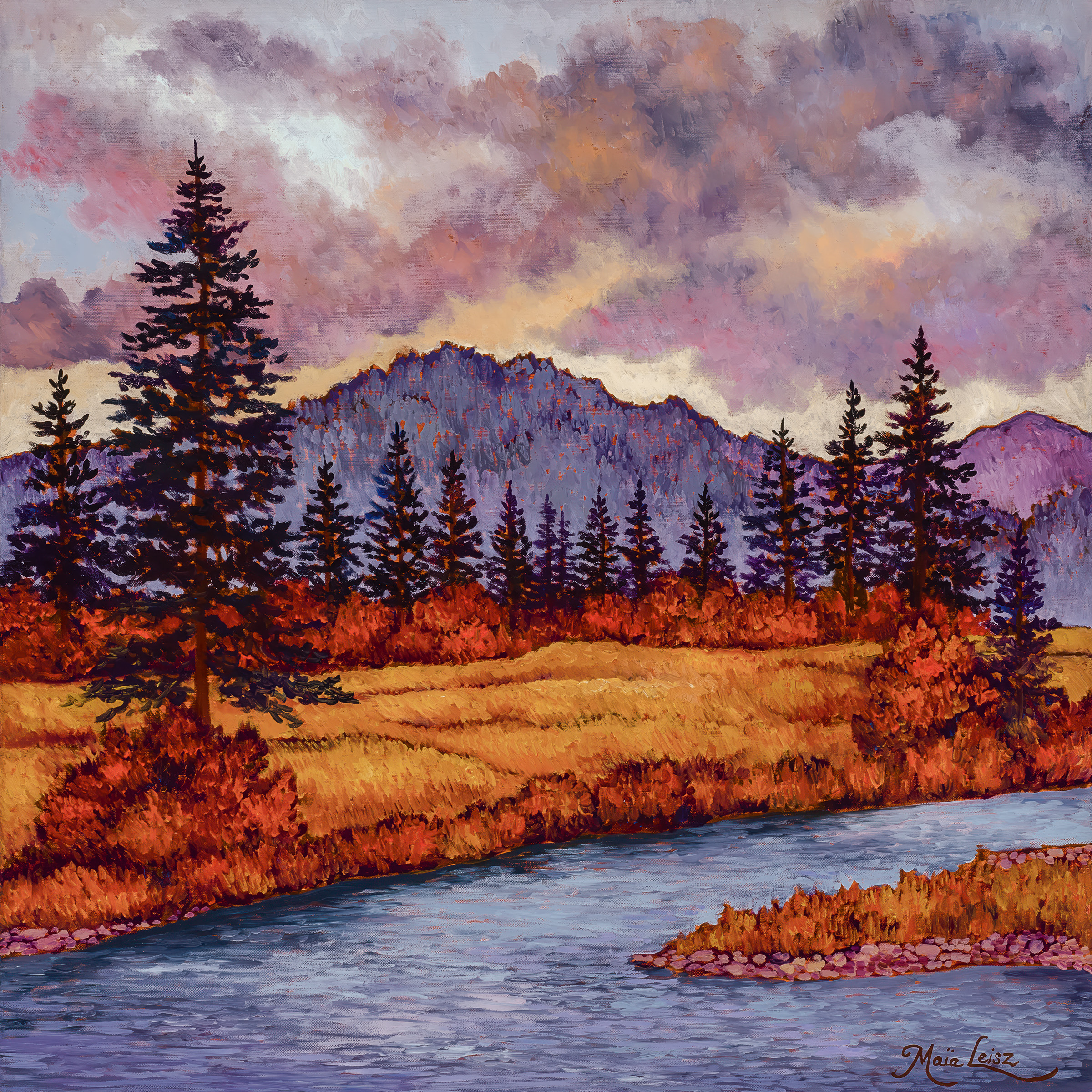 Fall in the Yaak, original oil painting by Maia Leisz