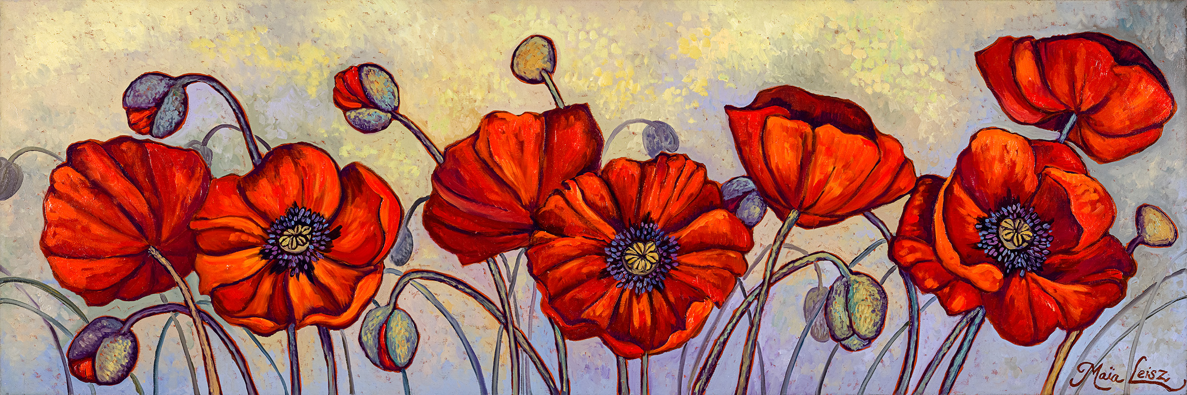 Dawn Of The Poppies, original oil painting by Maia Leisz