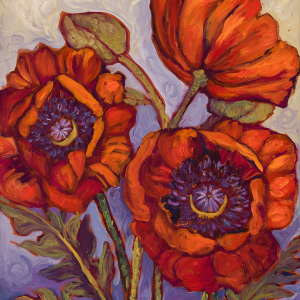 Poppies at Dawn, original oil painting by Maia Leisz