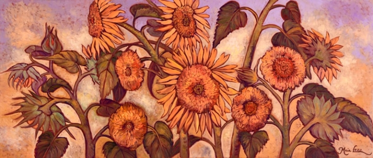 Golden Sunflowers, oil painting by Maia Leisz