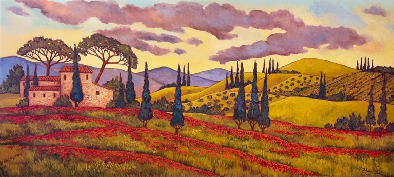 Painting by Maia Leisz featured in her July 2022 newsletter