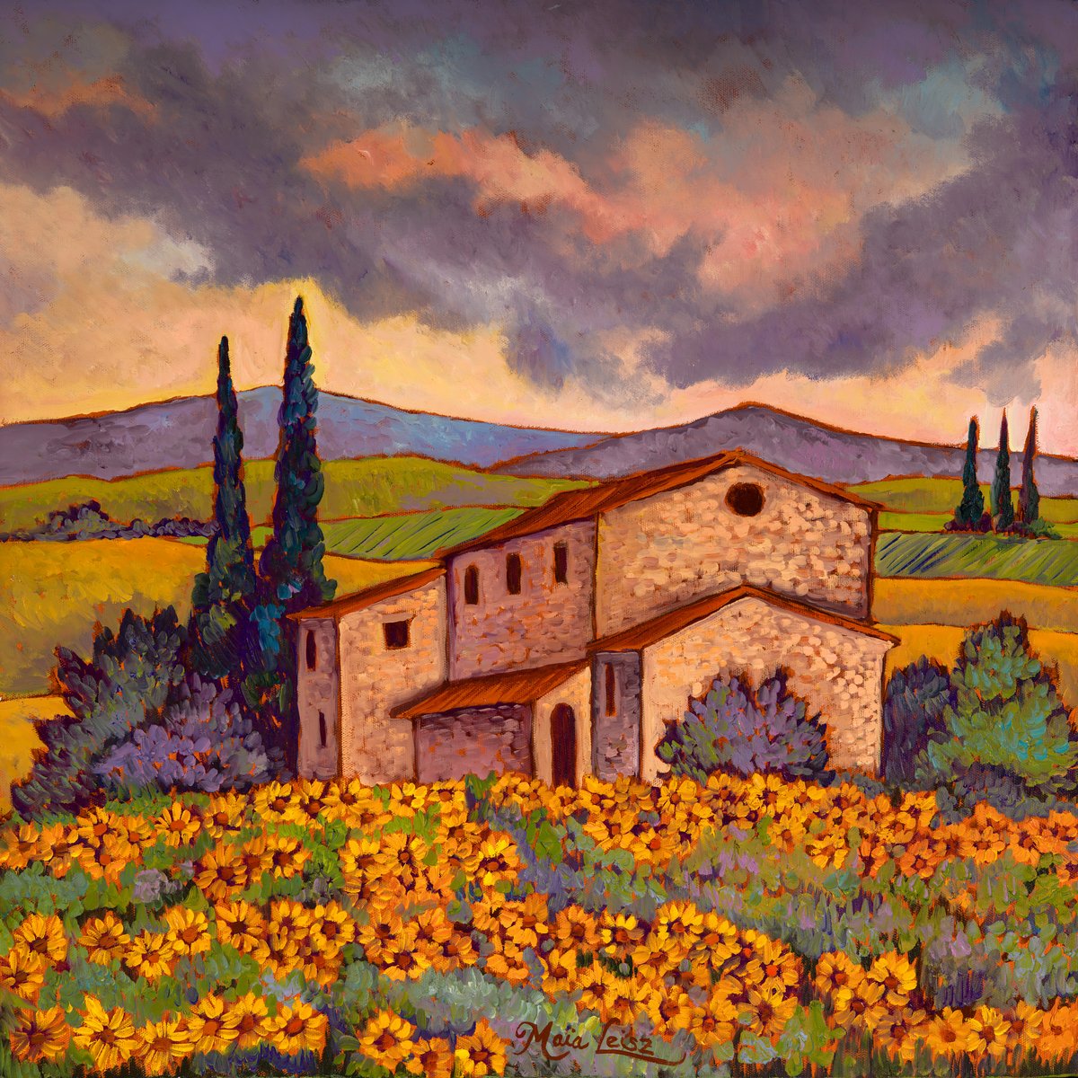 Le Mas and Sunflowers by Maia Leisz