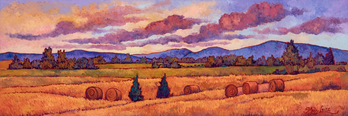 Twilight Haybales by Maia Leisz